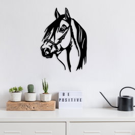 Wallity Horse Head Escultura de Pared de Metal Negra